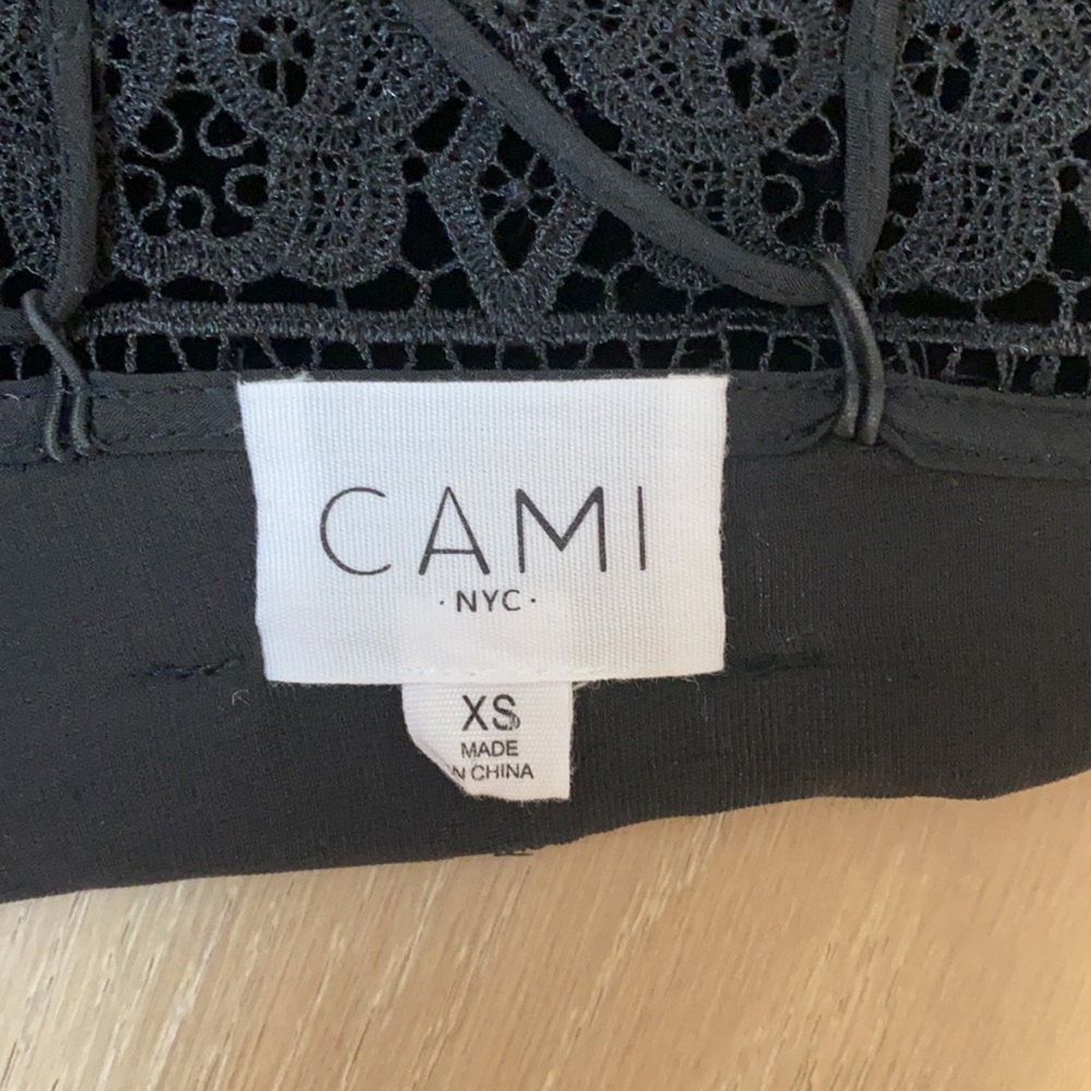 CAMI NYC black velour deep v top - Picture 4 of 4
